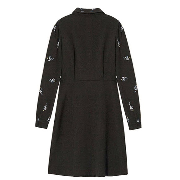 Maje Womens Embroidered Horse Shoe A Line Dress Black Silver Size Small - Picture 3 of 11